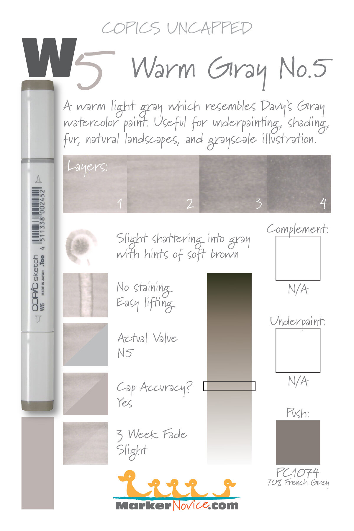 W5 Warm Gray No. 5: Copics Uncapped (Marker Swatch, Ink Testing 